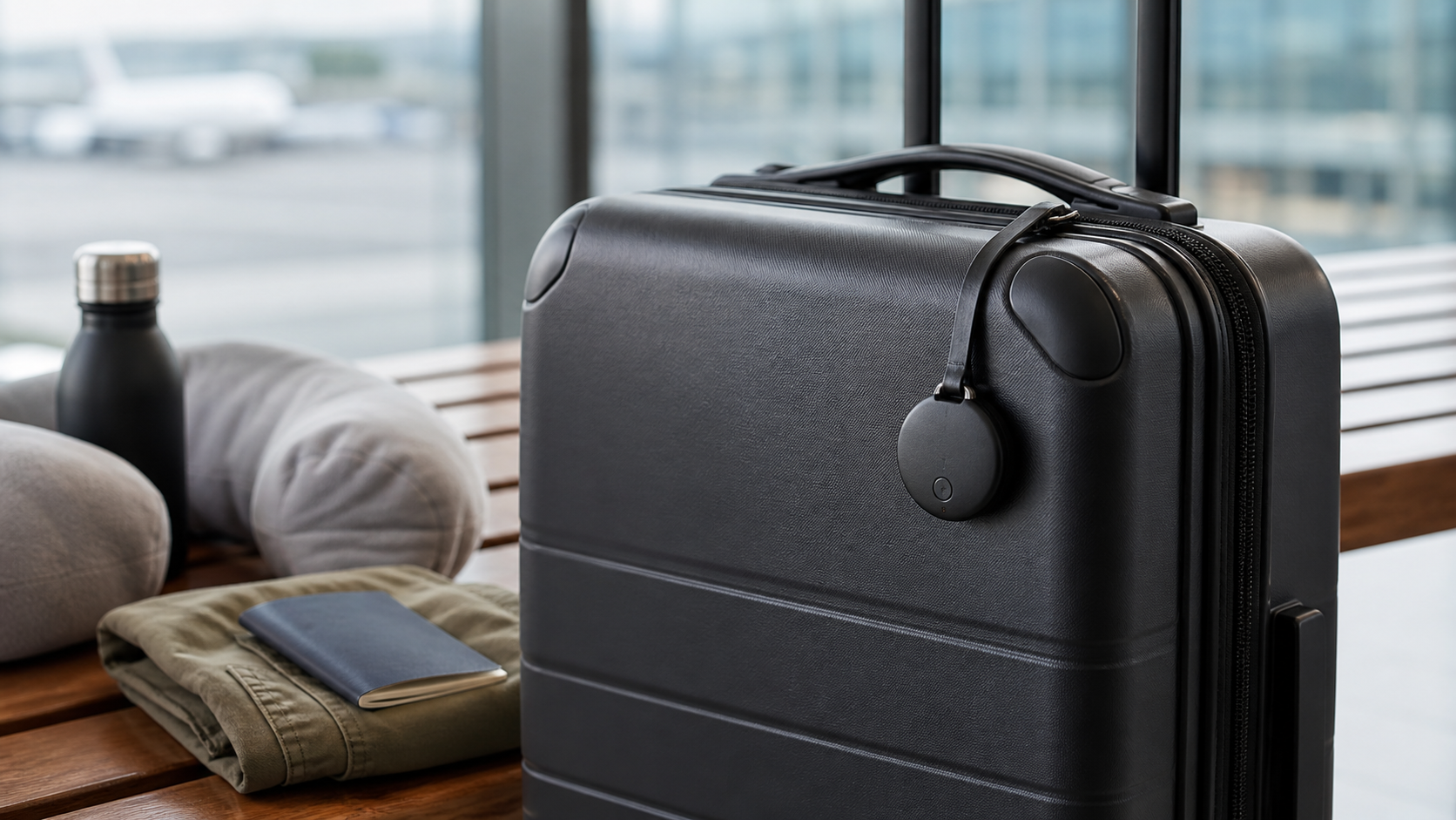 Travel luggage with a Bluetooth tracker for bag tracking on trips.