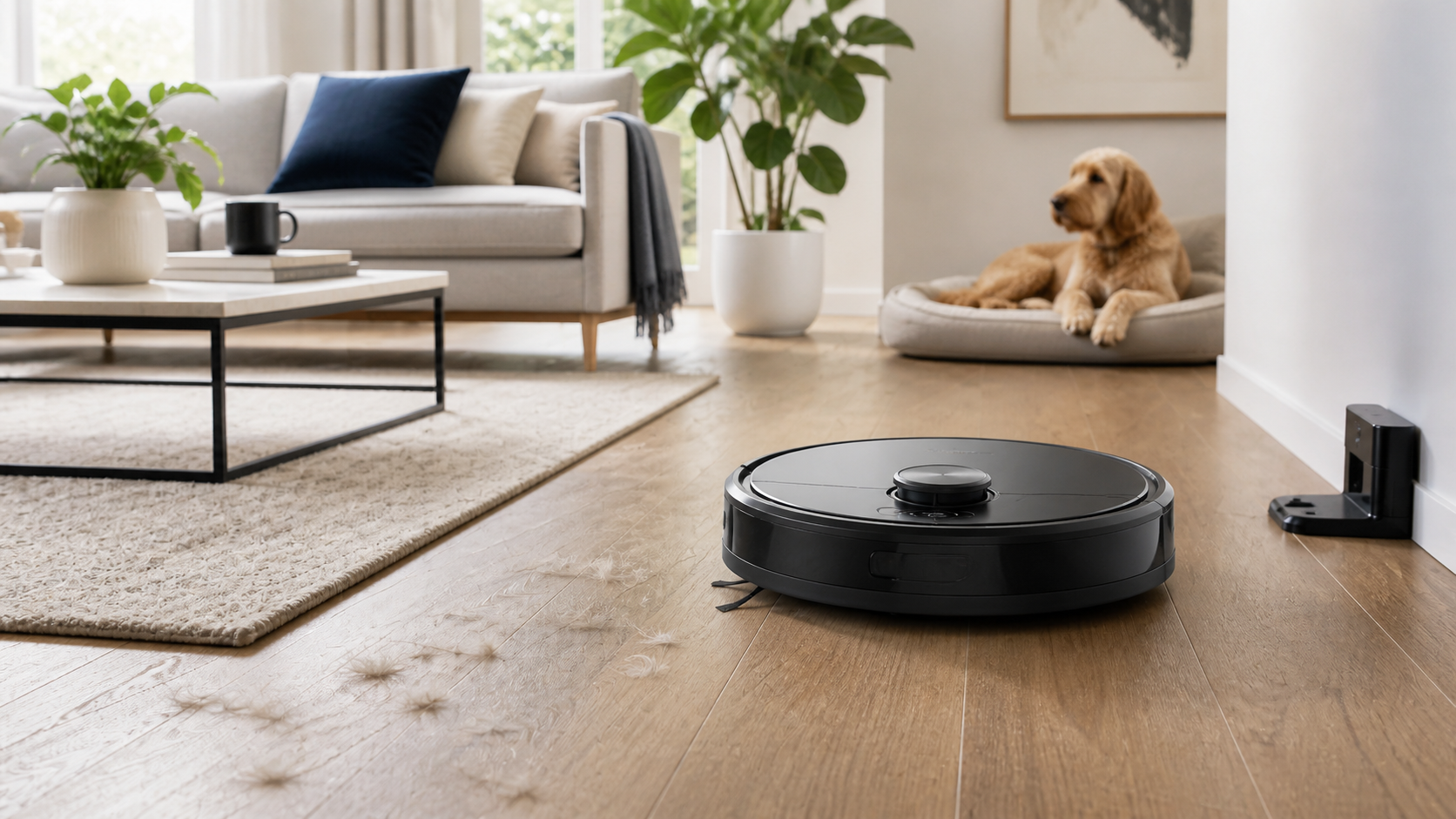 Pet-hair robot vacuum shortlist image with pet-focused cleaning motif.