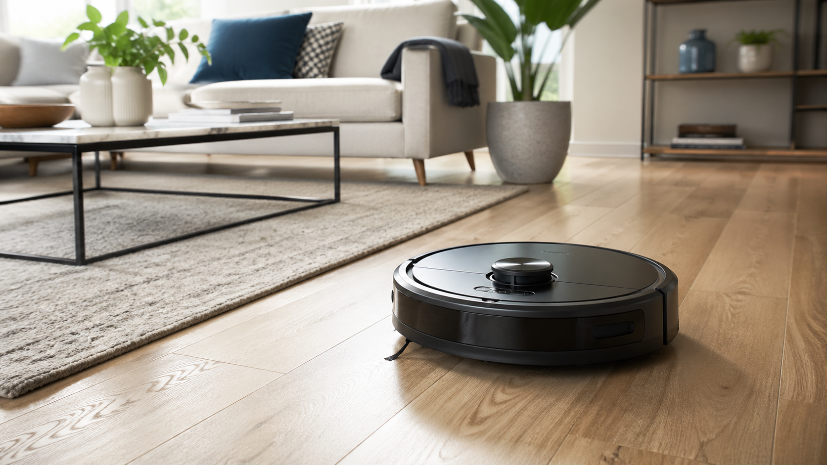 Robot vacuum shortlist preview image with floor-map motif.