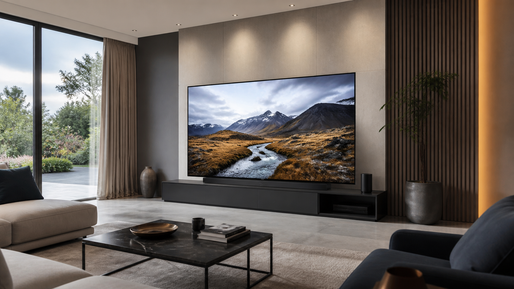 Sharp modern 4K monitor on a clean desk with a bright high-resolution display.