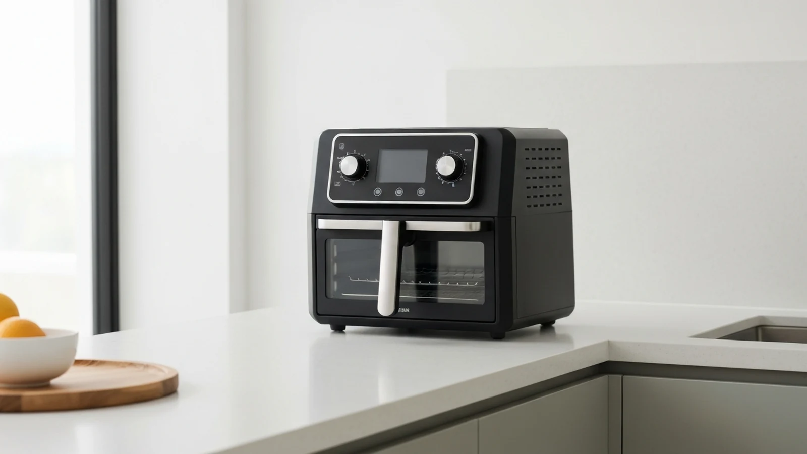 Photorealistic shortlist image for Best Air Fryer Oven Combos in the UK (2026), showing a clean air-fryers buying-guide scene.
