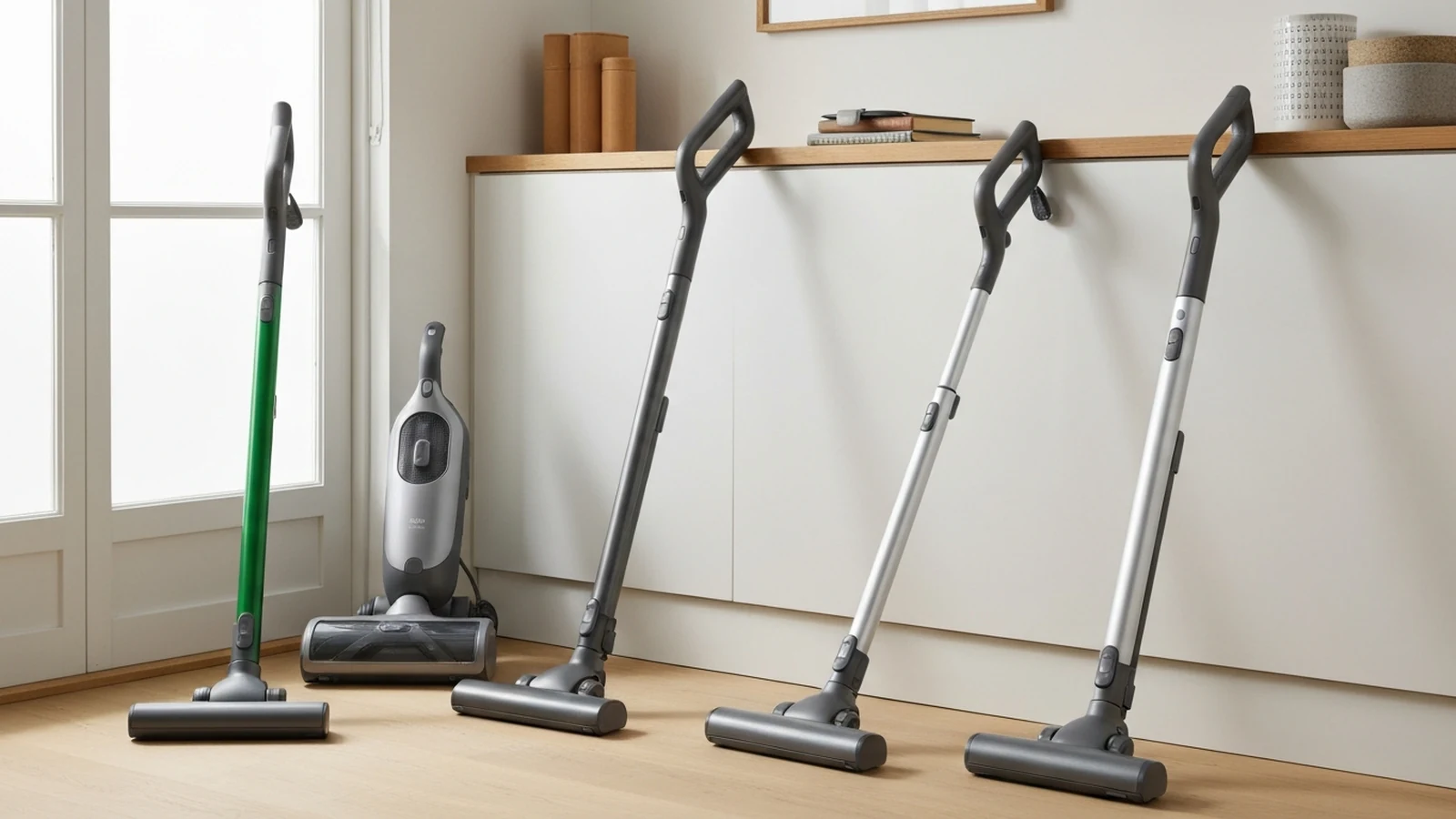 Photorealistic shortlist image for Best Compact Vacuums for Flats in the UK (2026), showing a clean cleaning-appliances buying-guide scene.