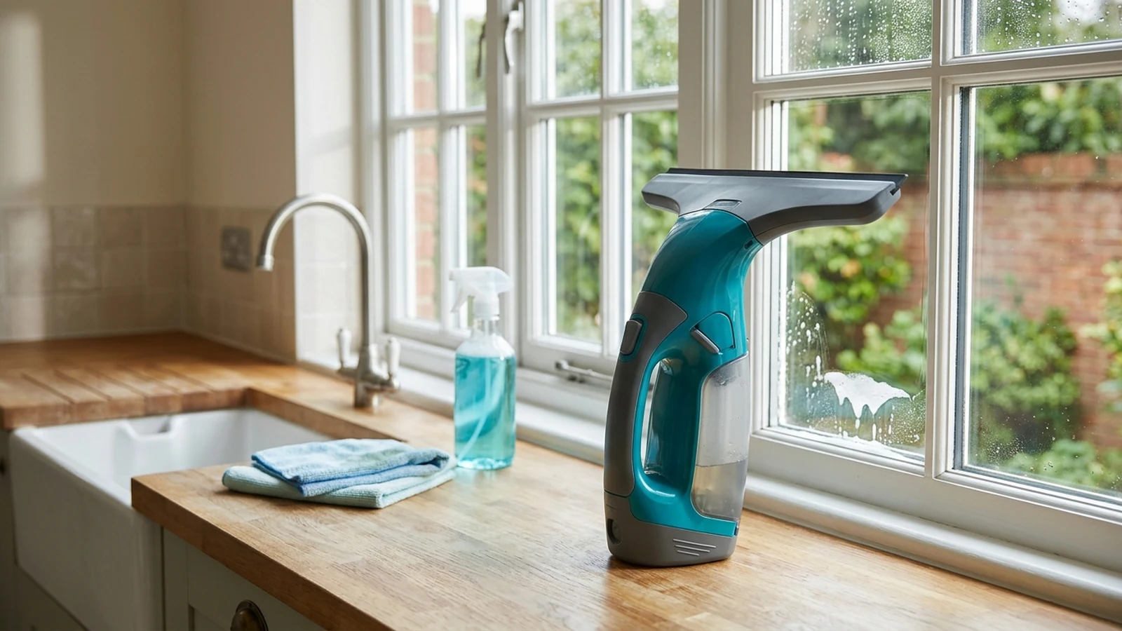 Photorealistic image of window vacuums for a UK shortlist buying guide.