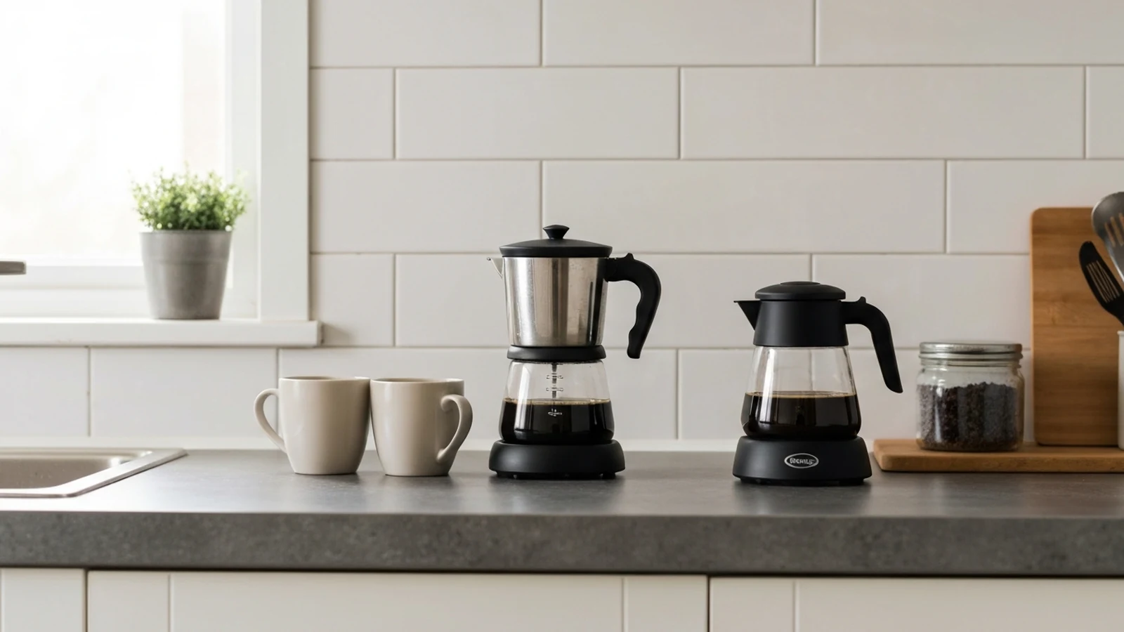 Photorealistic shortlist image for Best Cafetiere Coffee Makers in the UK (2026), showing a clean coffee-machines-barista-gear buying-guide scene.