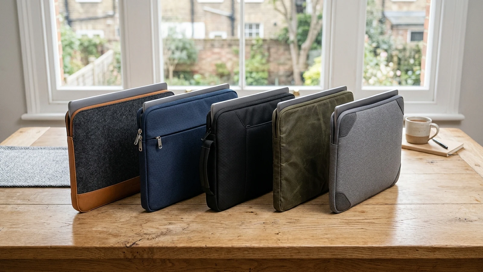 Photorealistic shortlist image for Best Laptop Sleeves for Commuting in the UK (2026), showing a clean commuting-carry buying-guide scene.