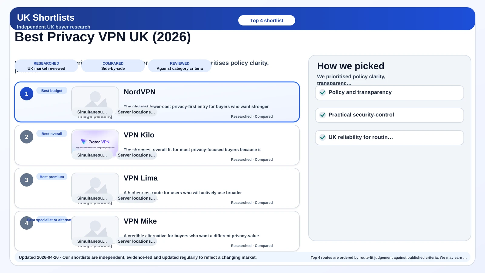 Privacy VPN shortlist image with shield-lock motif.