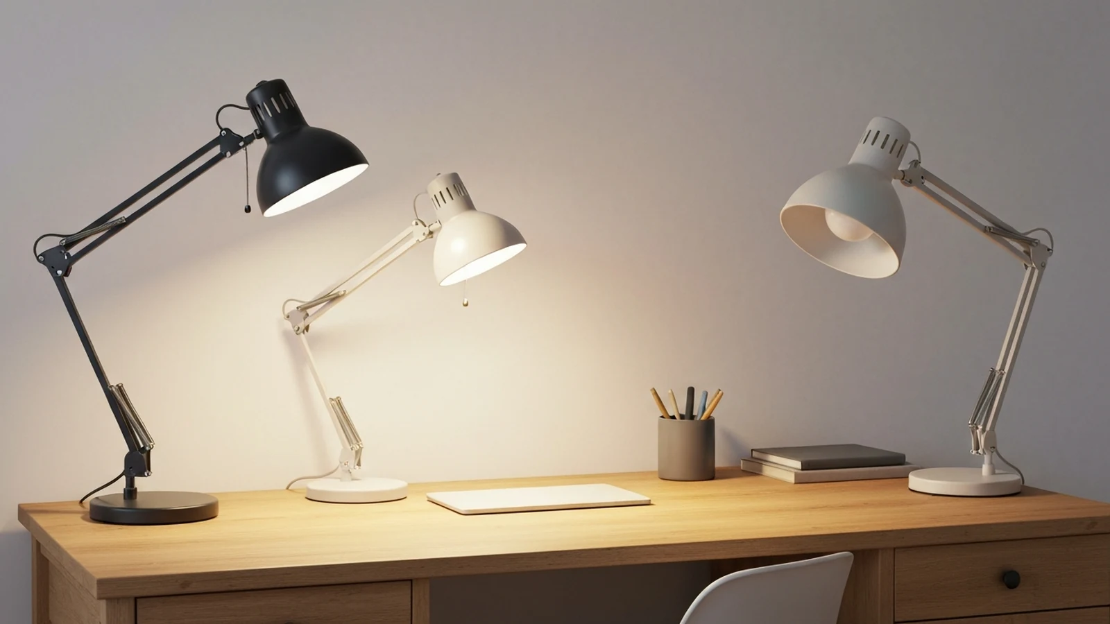 Photorealistic shortlist image for Best Desk Lamps for Renter Home Offices in the UK (2026), showing a clean desk-productivity buying-guide scene.