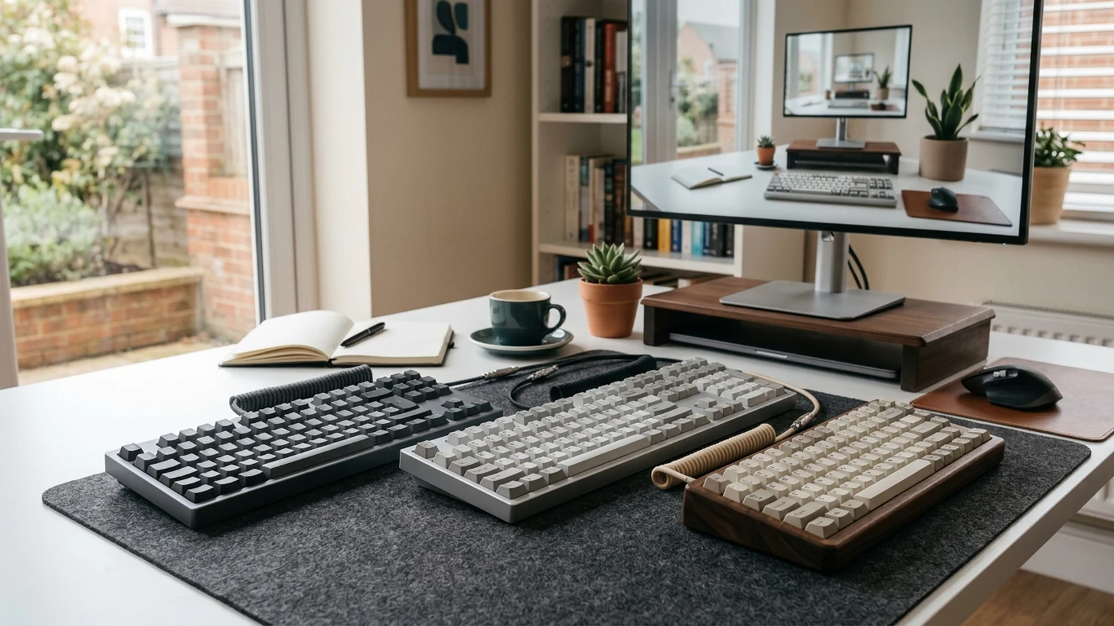 Photorealistic shortlist image for Best Keyboards for Home Offices in the UK (2026), showing a clean desk-productivity buying-guide scene.