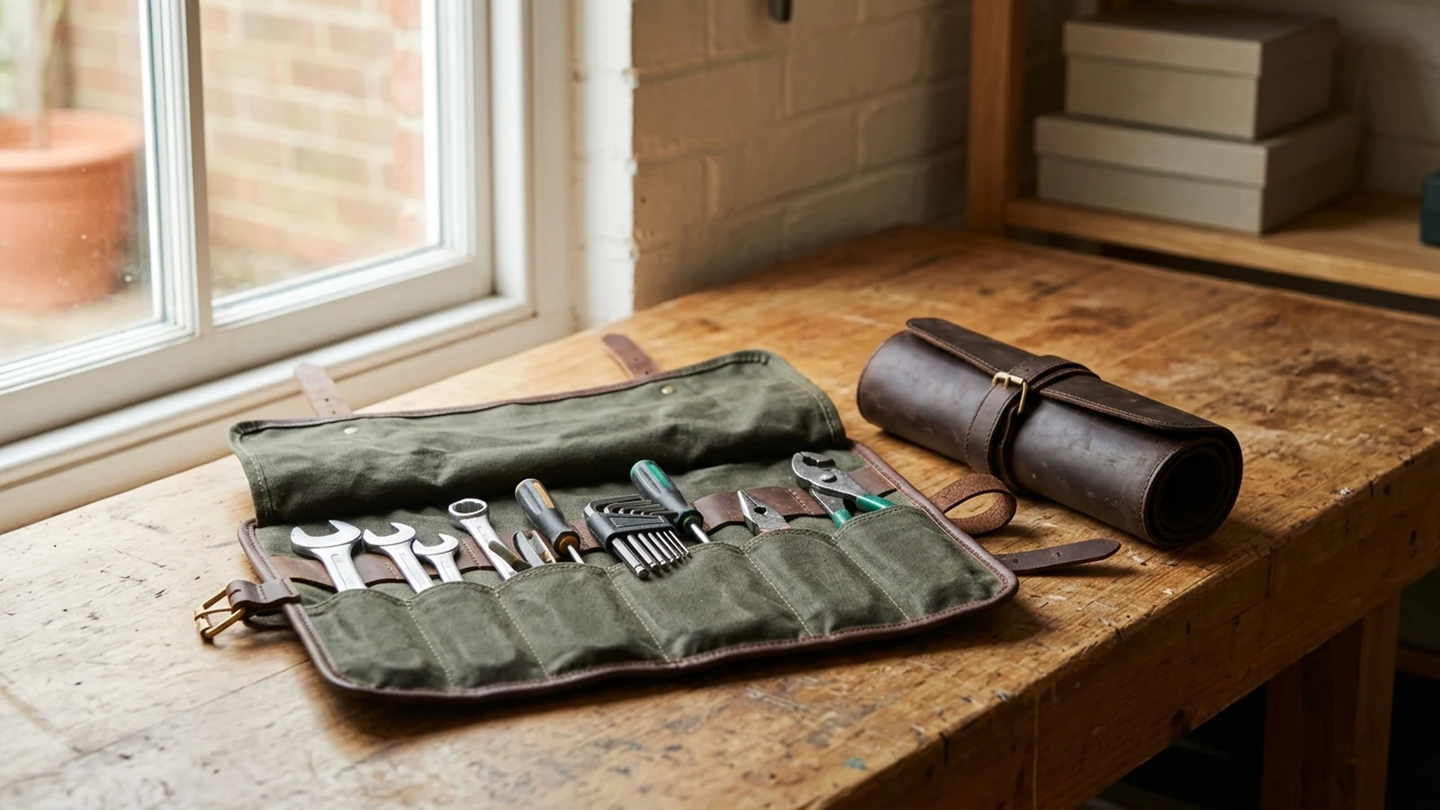 Photorealistic image of tool rolls for home diy for a UK shortlist buying guide.