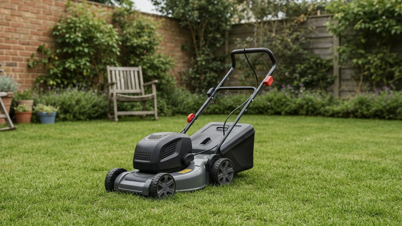 Illustrated shortlist cover for Best Compact Corded Lawn Mowers in the UK (2026).