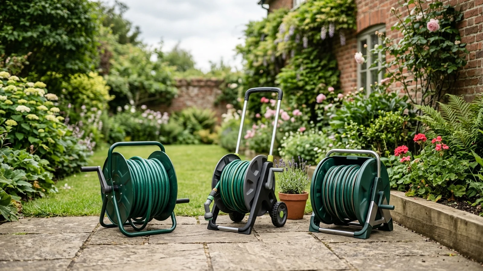 Illustrated shortlist cover for Best Freestanding Hose Reels in the UK (2026).
