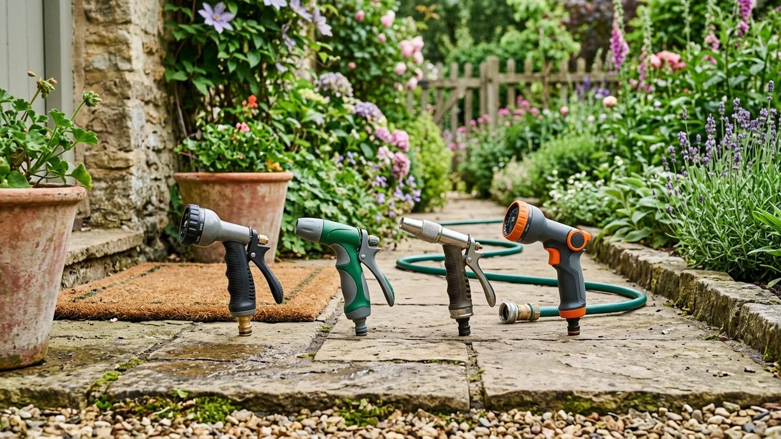 Illustrated shortlist cover for Best Garden Hose Spray Guns in the UK (2026).