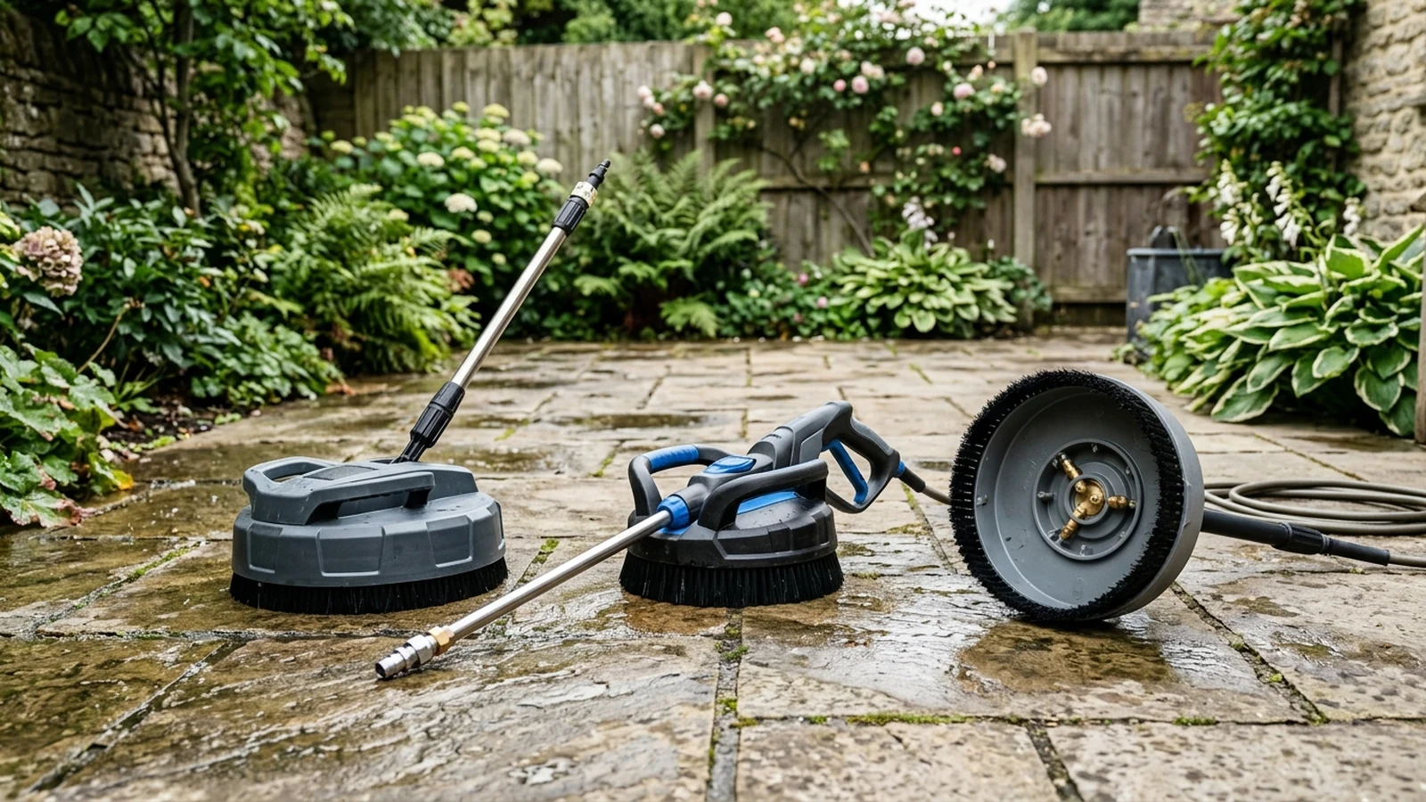 Illustrated shortlist cover for Best Pressure Washer Patio Brushes in the UK (2026).