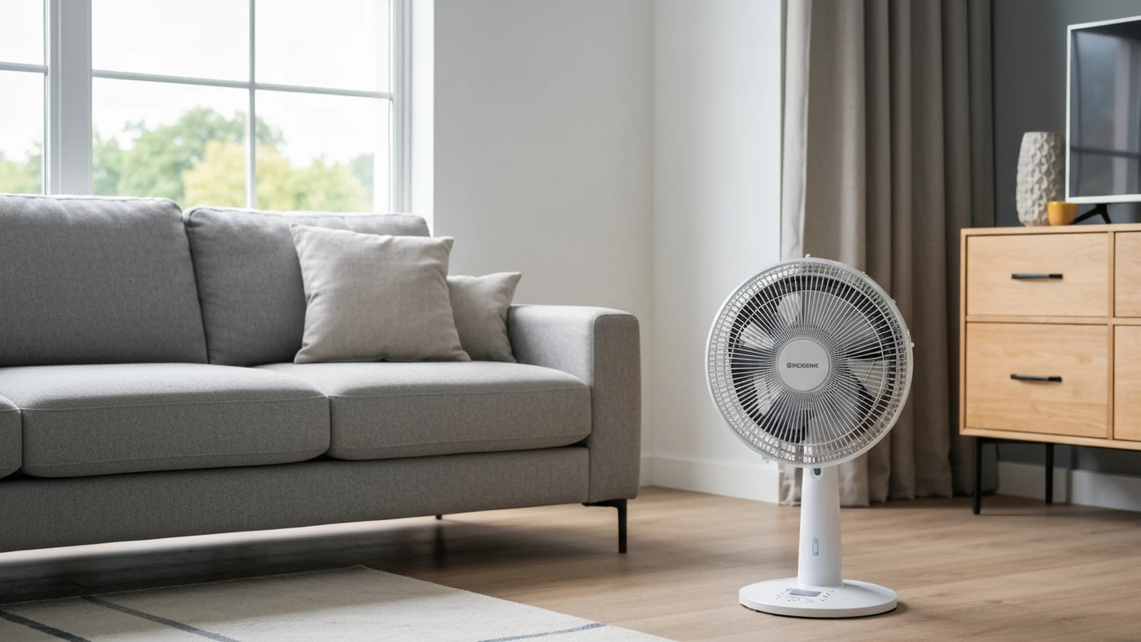 Photorealistic shortlist image for Best Air Circulator Fans in the UK (2026), showing a clean home comfort buying-guide scene.