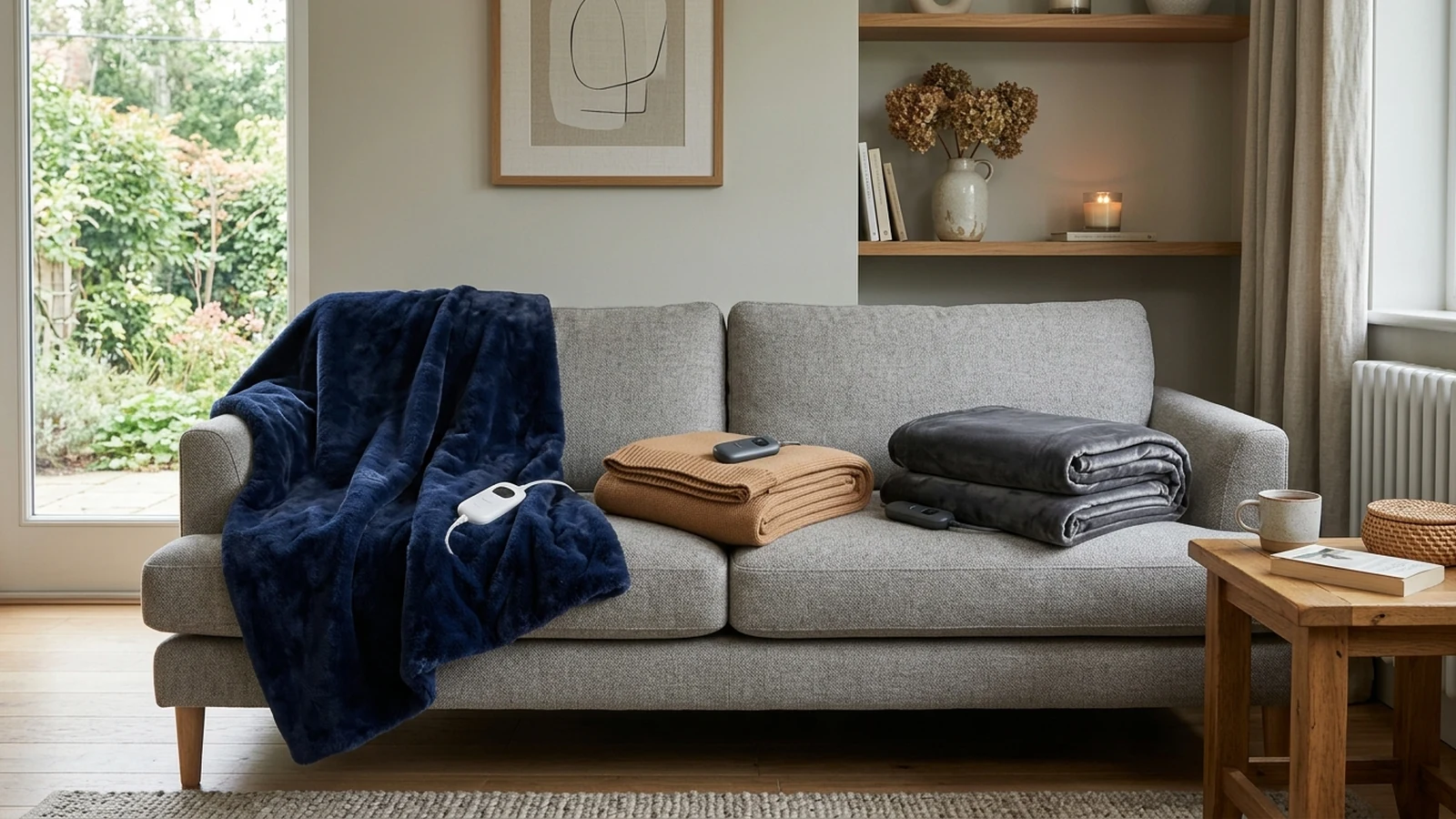 Illustrated shortlist cover for Best Heated Throws for Sofas in the UK (2026).