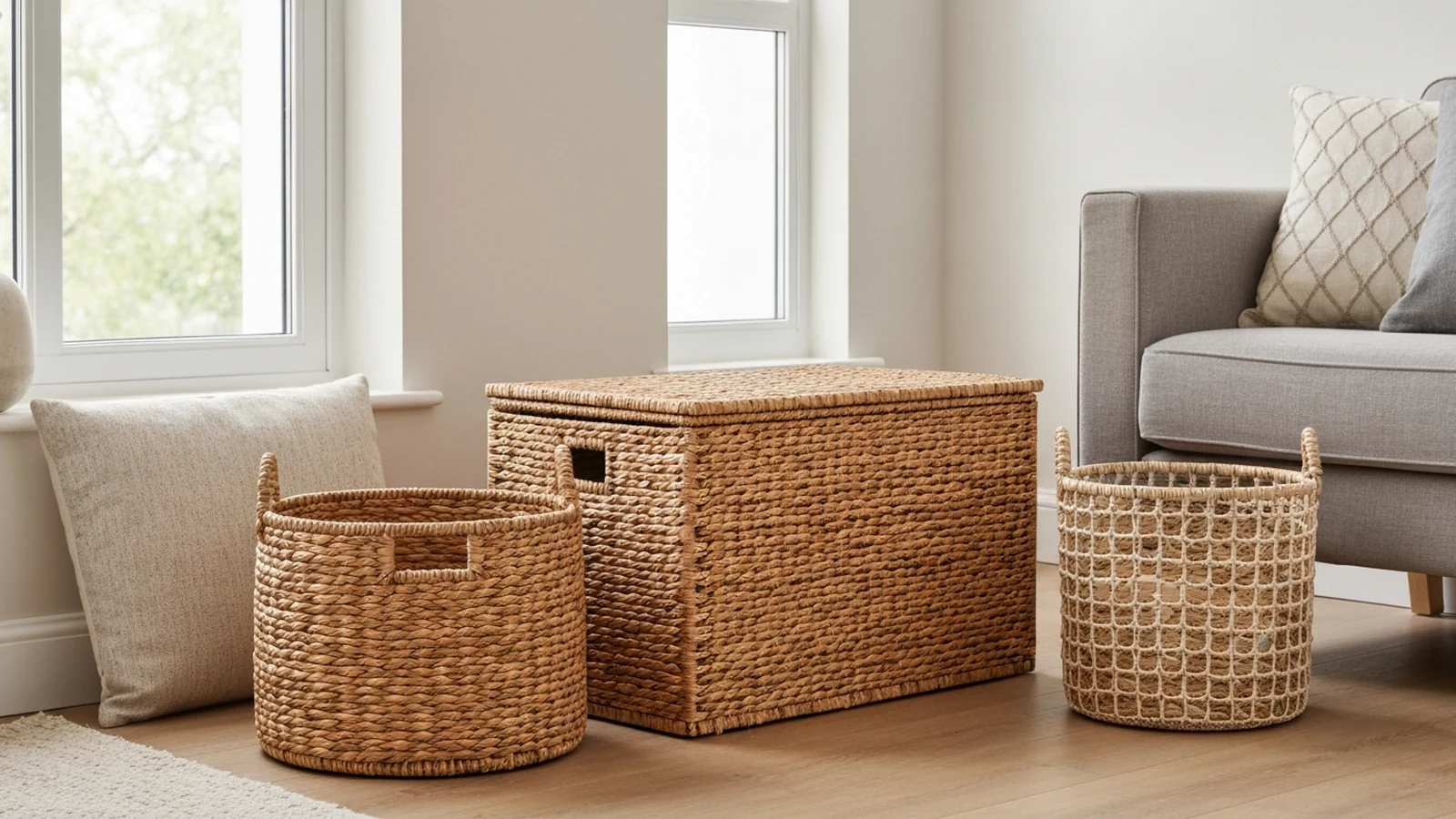 Illustrated shortlist cover for Best Living Room Storage Baskets in the UK (2026).