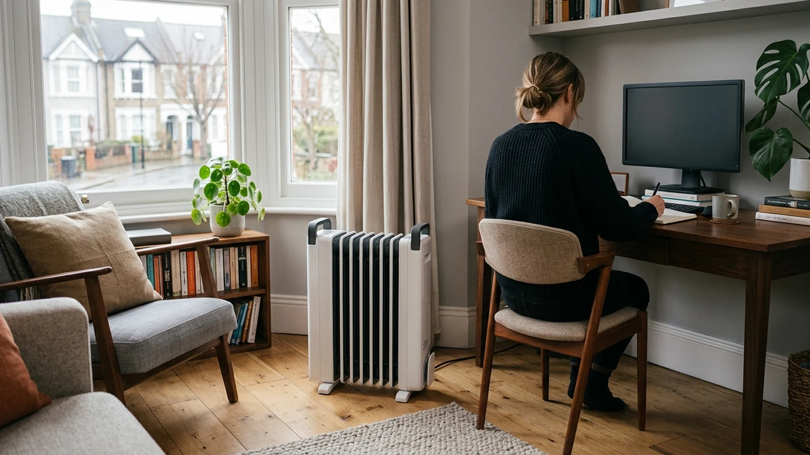 Photorealistic image of portable heaters for a UK shortlist buying guide.