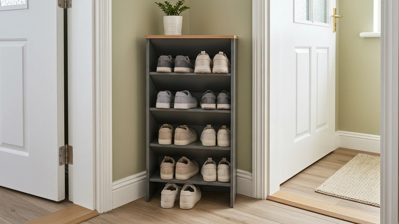 Photorealistic shortlist image for Best Shoe Storage for Small Hallways in the UK (2026), showing a clean home comfort buying-guide scene.