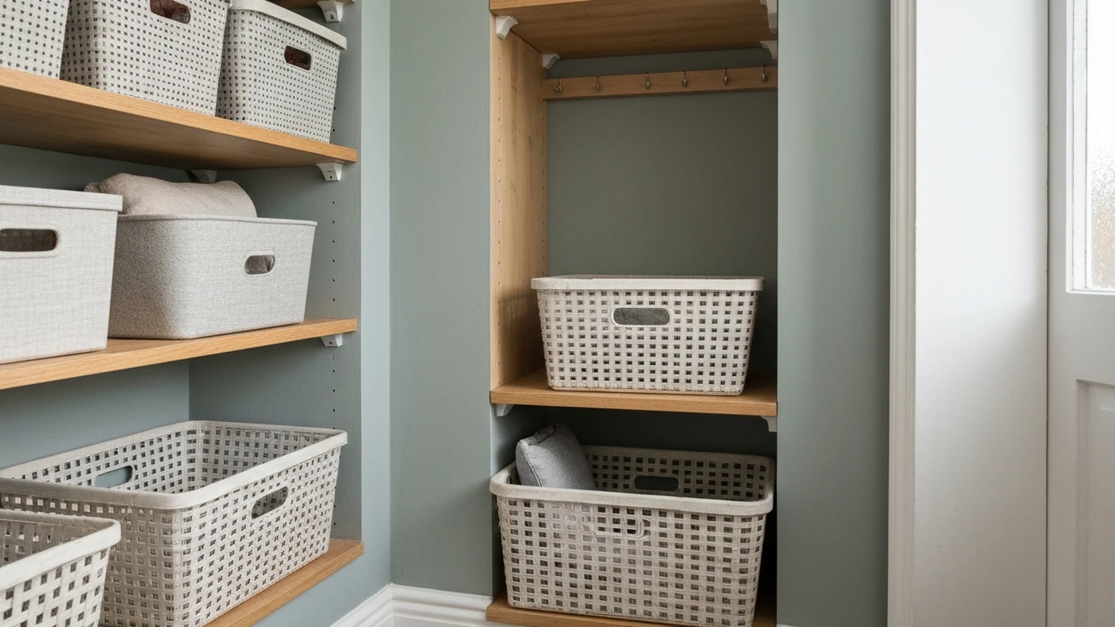 Photorealistic shortlist image for Best Storage Baskets for Small Homes in the UK (2026), showing a clean home comfort buying-guide scene.