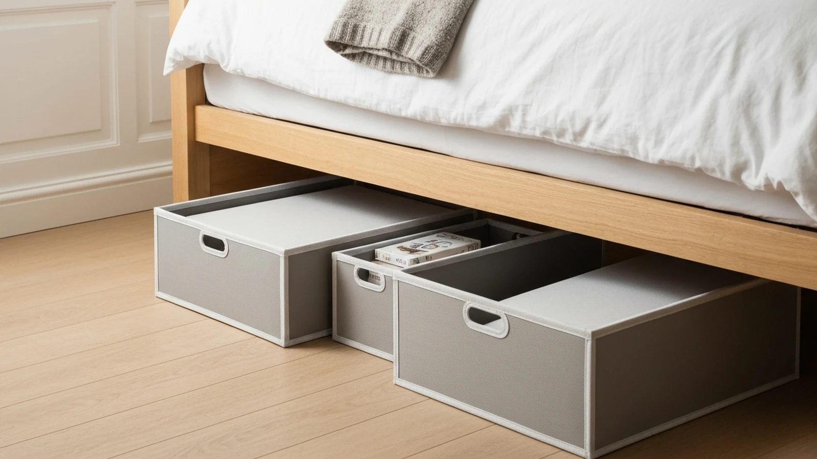 Photorealistic shortlist image for Best Under-Bed Storage Boxes in the UK (2026), showing a clean home comfort buying-guide scene.