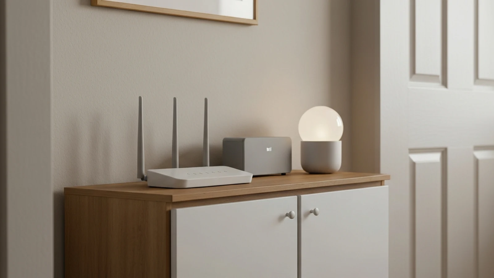 Photorealistic shortlist image for Best Budget Wi-Fi 6 Routers in the UK (2026), showing a clean home-networking-wifi buying-guide scene.