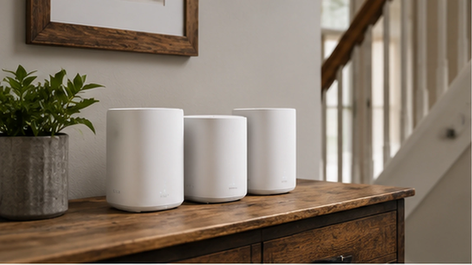 Photorealistic shortlist image for Best Mesh Wi-Fi for Video Calls in the UK (2026), showing a clean home-networking-wifi buying-guide scene.
