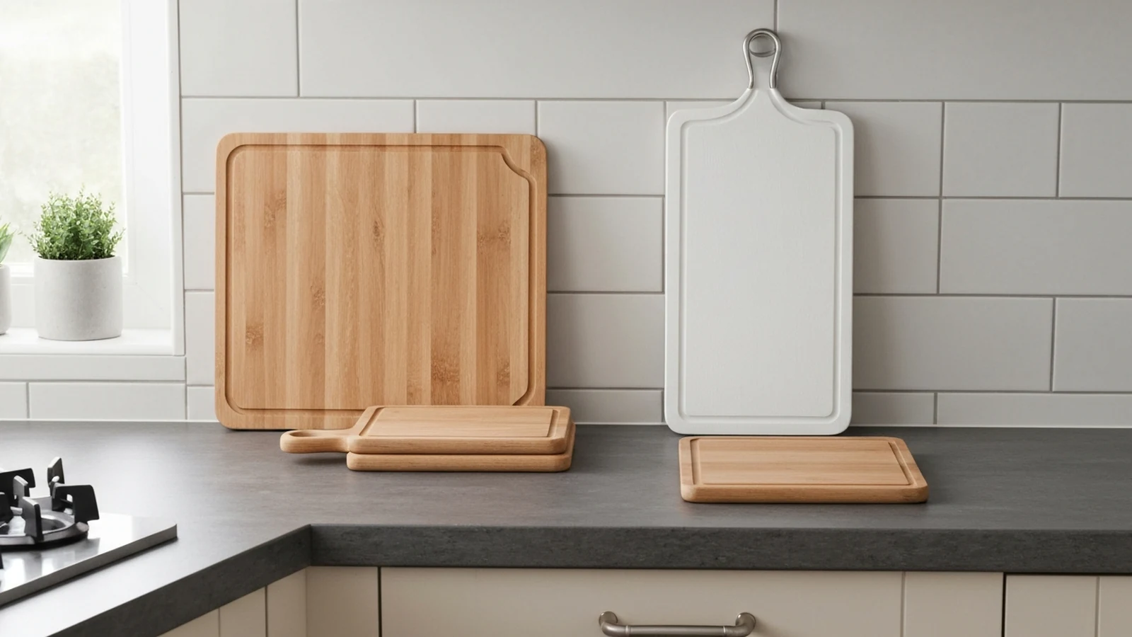 Illustrated shortlist cover for Best Chopping Boards for Worktop Space in the UK (2026).