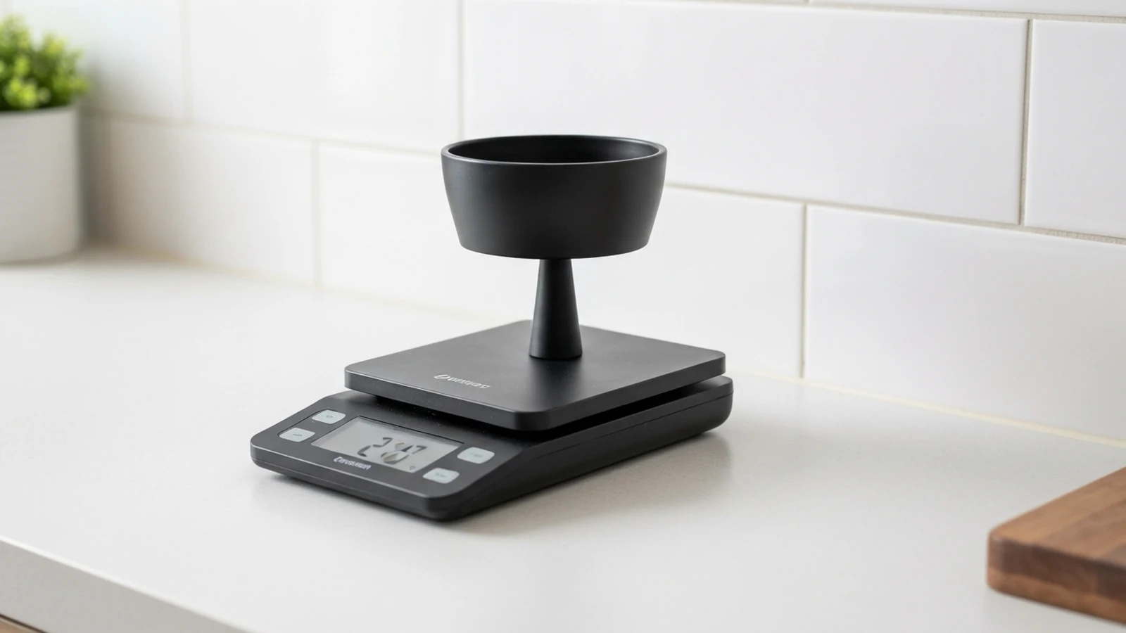 Photorealistic shortlist image for Best Coffee Scales in the UK (2026), showing a clean kitchen-essentials buying-guide scene.