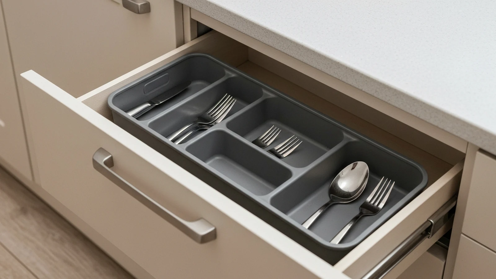 Illustrated shortlist cover for Best Cutlery Organisers for Small Kitchens in the UK (2026).
