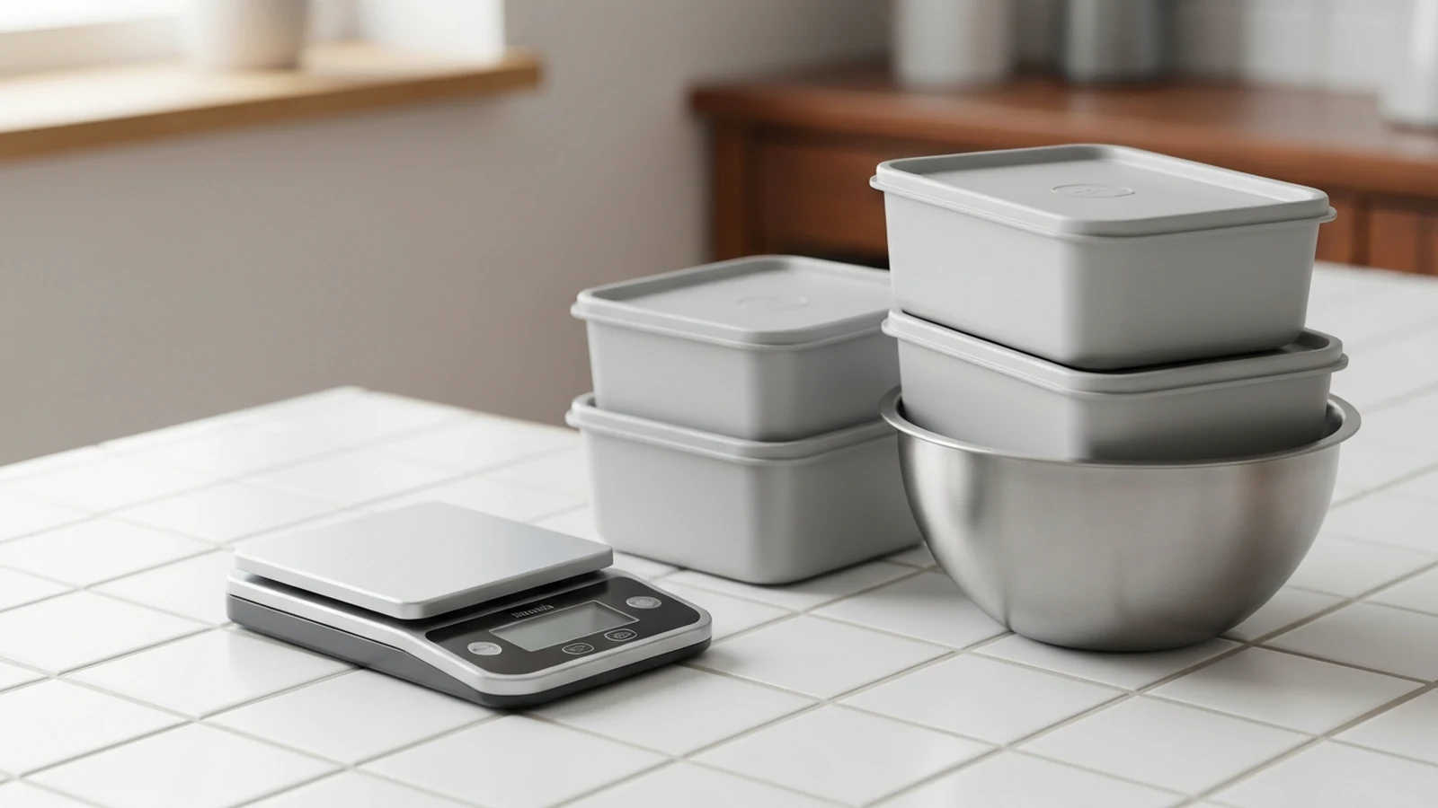 Illustrated shortlist cover for Best Kitchen Scales for Batch Cooking in the UK (2026).