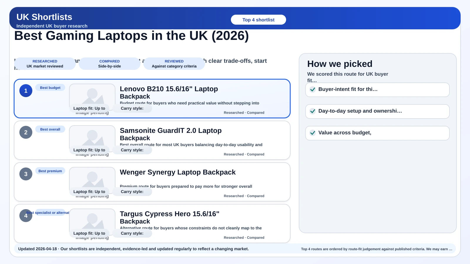 UK Shortlists hero image for best gaming laptops uk 2026.