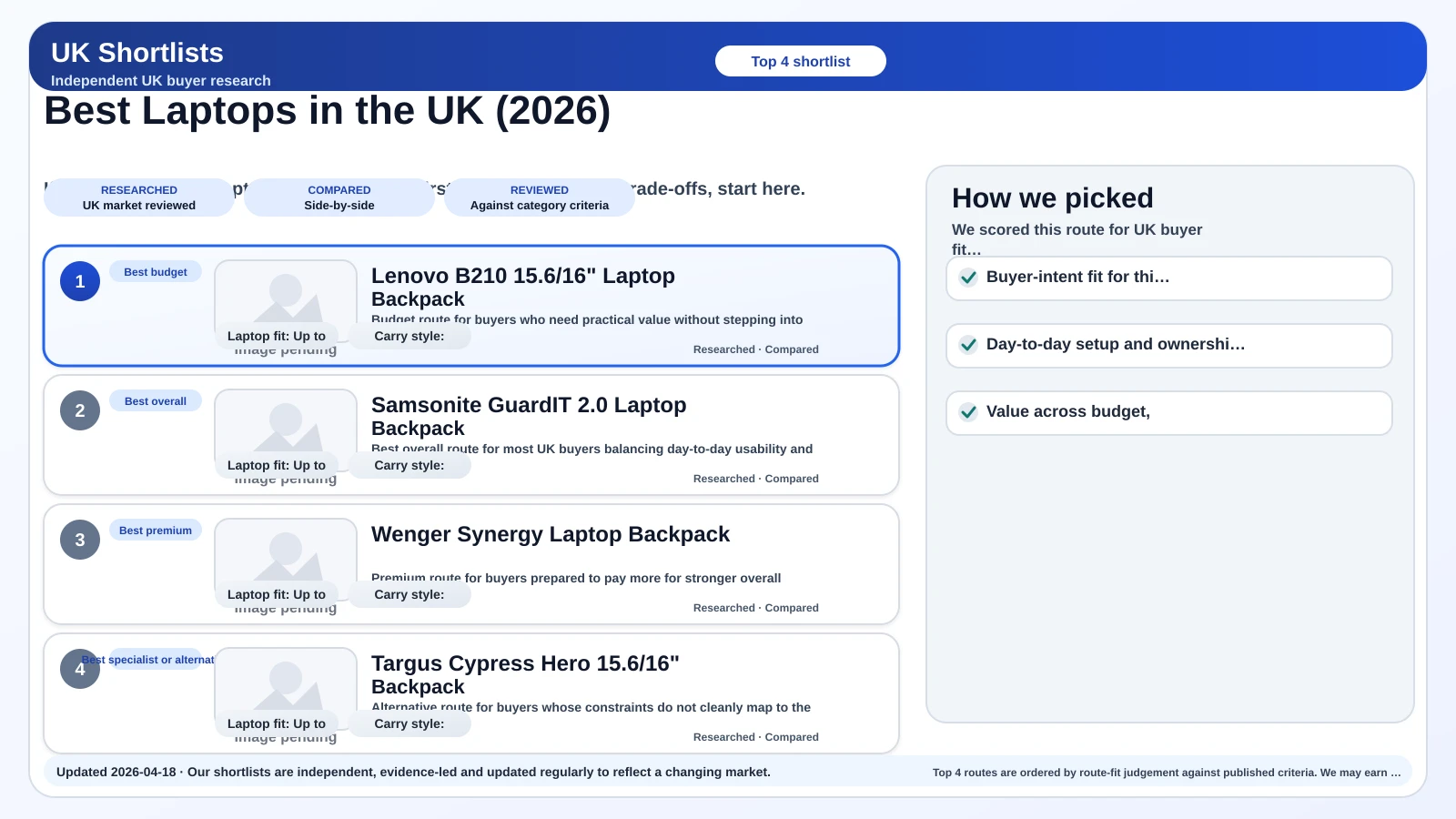 Preview image for best Laptops in the UK (2026) shortlist