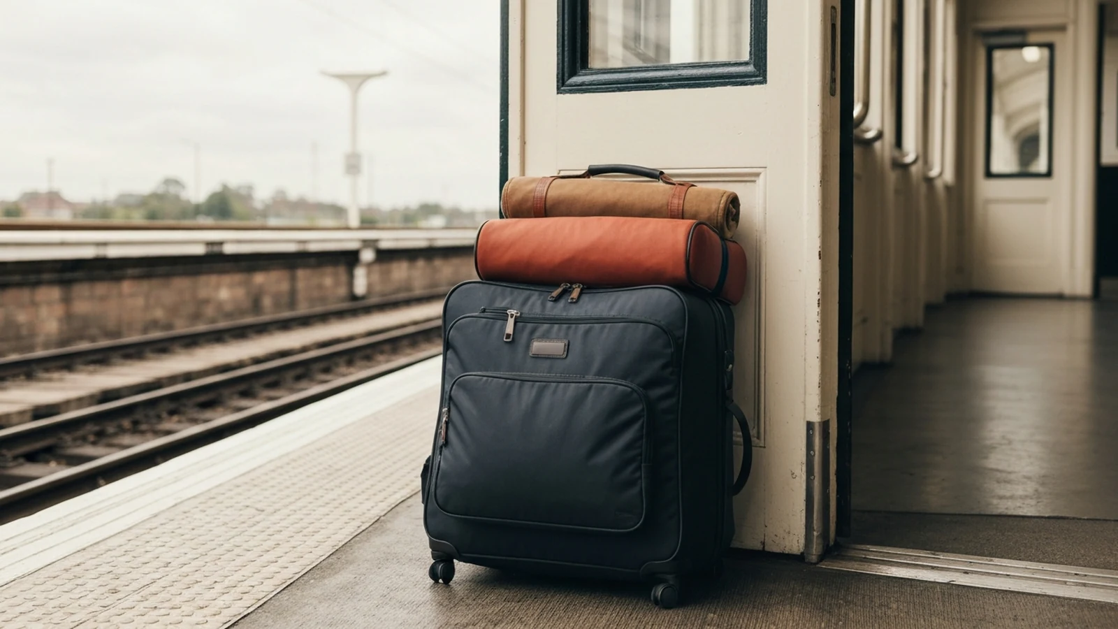 Photorealistic shortlist image for Best Cabin Bags for Rail Weekends in the UK (2026), showing a clean luggage and travel gear buying-guide scene.