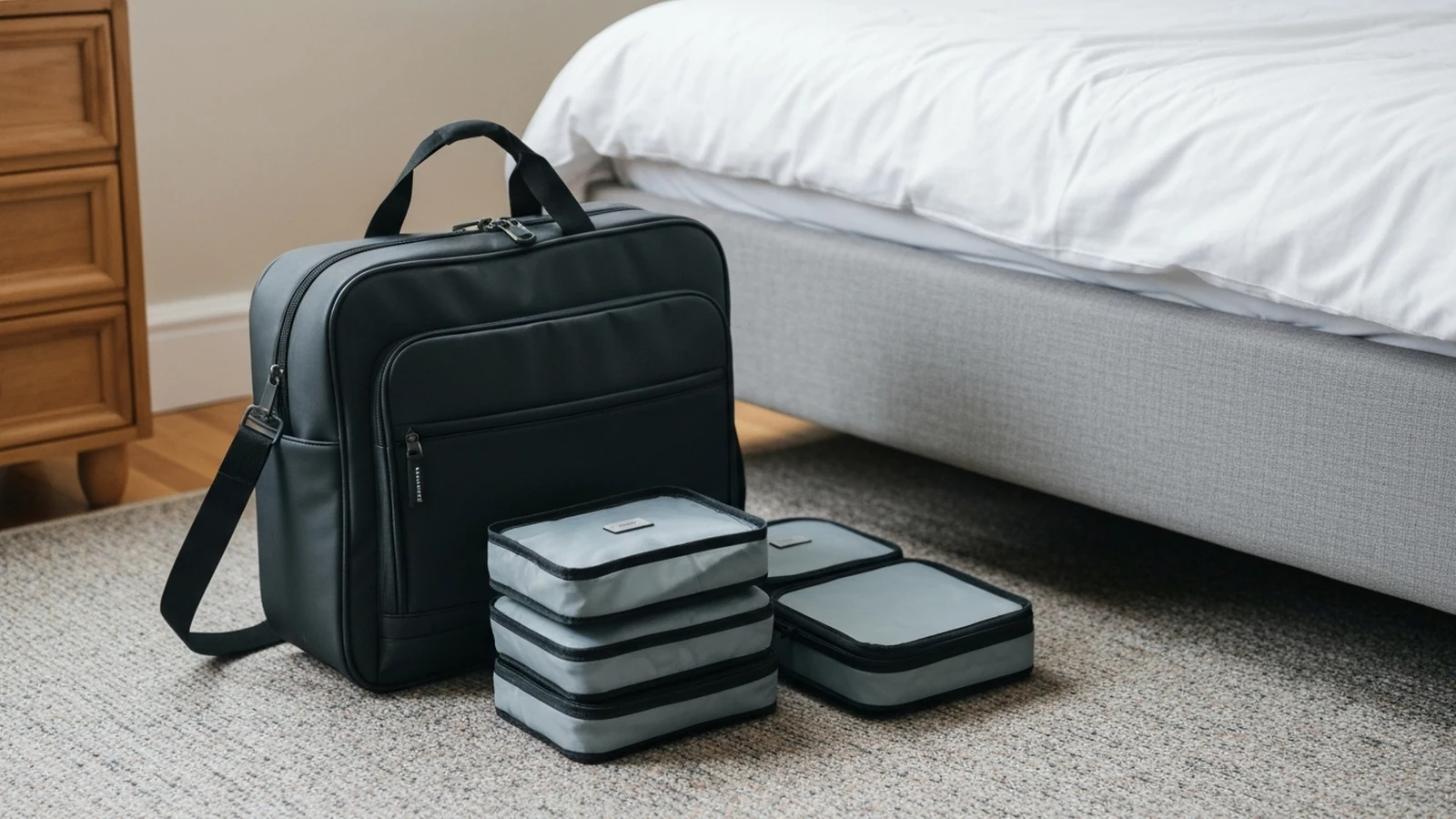 Photorealistic shortlist image for Best Cabin Bags in the UK (2026), showing a clean luggage and travel gear buying-guide scene.