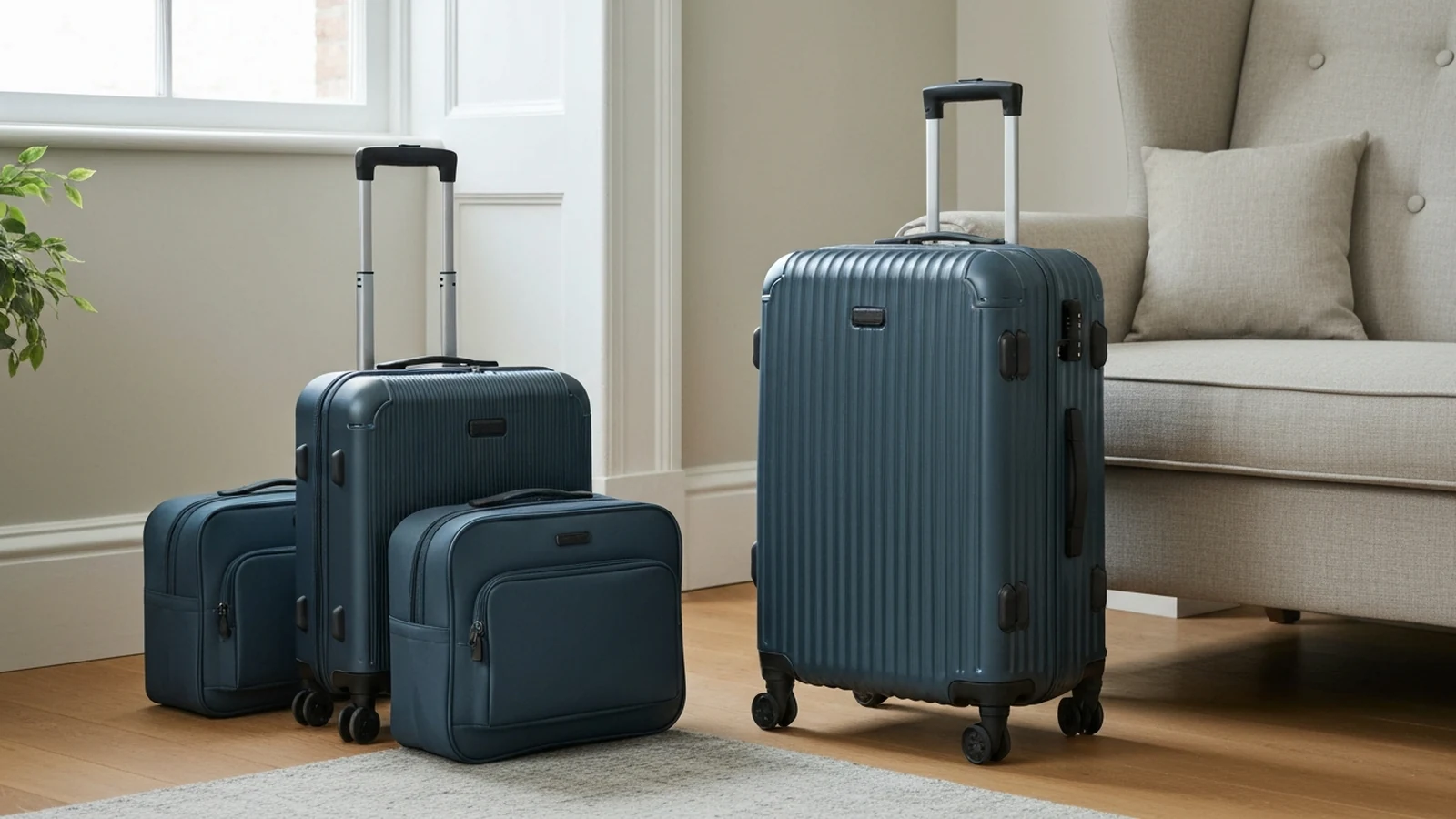 Photorealistic shortlist image for Best Checked Luggage in the UK (2026), showing a clean luggage-and-travel-gear buying-guide scene.