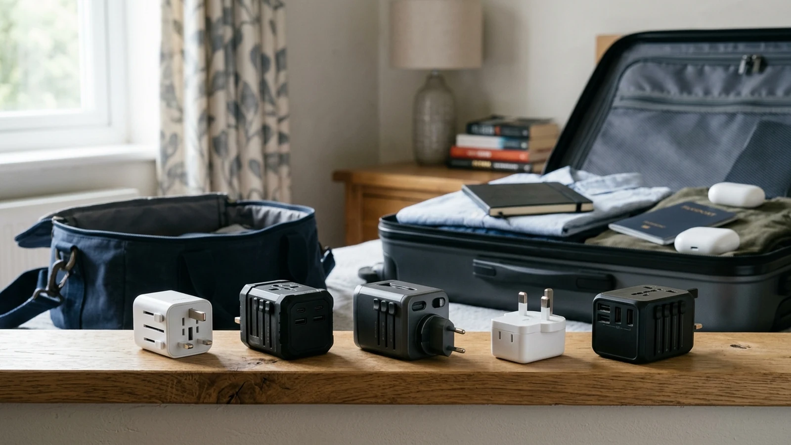 Illustrated shortlist cover for Best Universal Travel Adapters in the UK (2026).