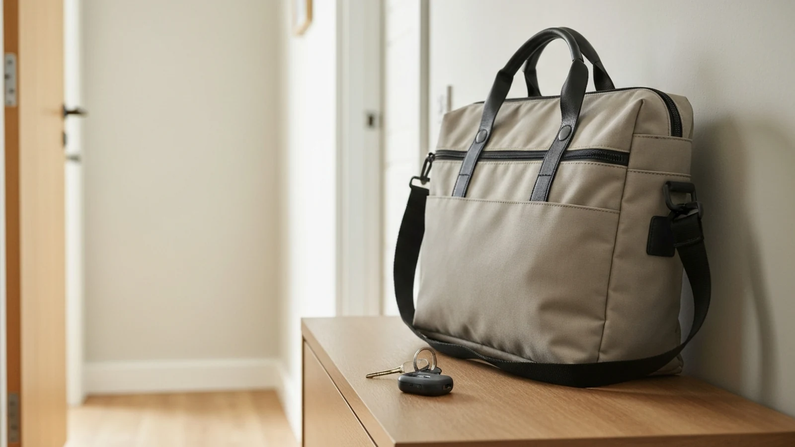 Photorealistic shortlist image for Best Bluetooth Trackers for Keys and Work Bags in the UK (2026), showing a clean mobile-everyday-tech buying-guide scene.