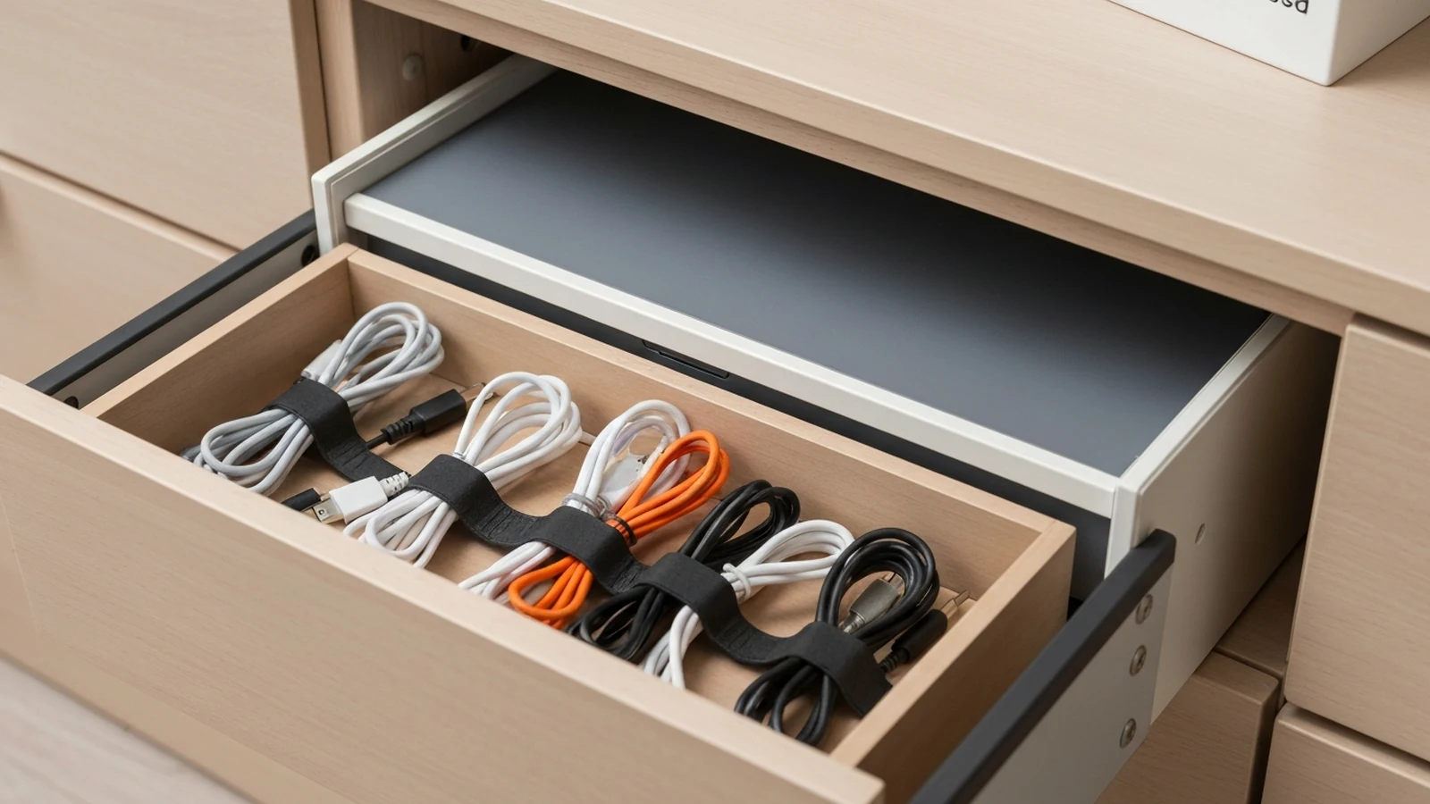 Photorealistic shortlist image for Best Cable Organisers for Tech Drawers in the UK (2026), showing a clean mobile everyday tech buying-guide scene.