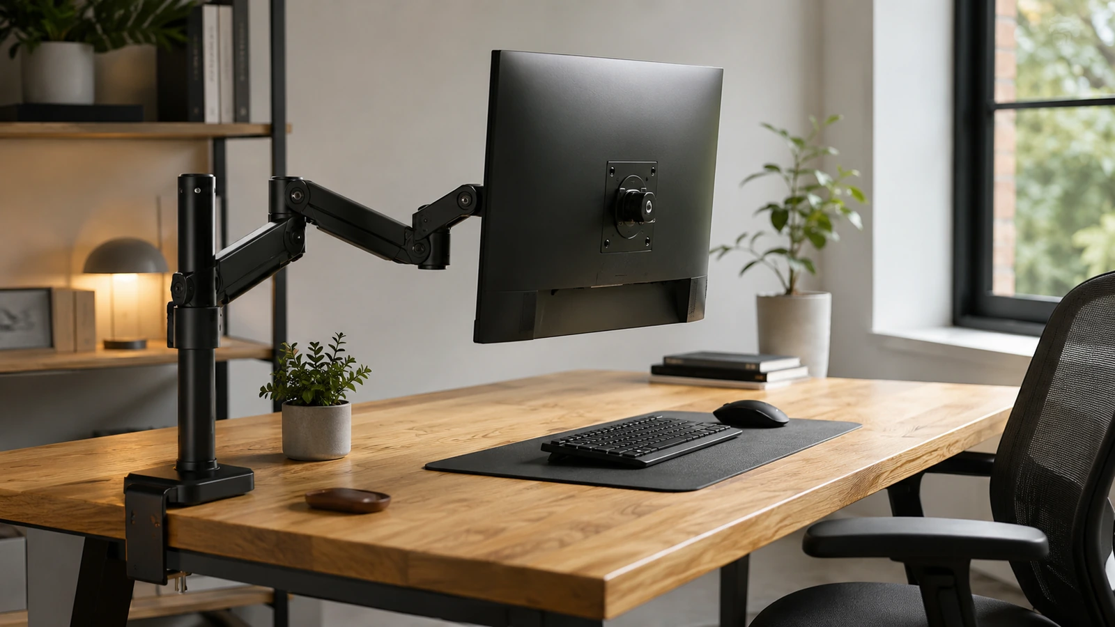 Photorealistic shortlist image for Best Monitors with Height-Adjustable Stands in the UK (2026), showing a clean monitors-displays buying-guide scene.