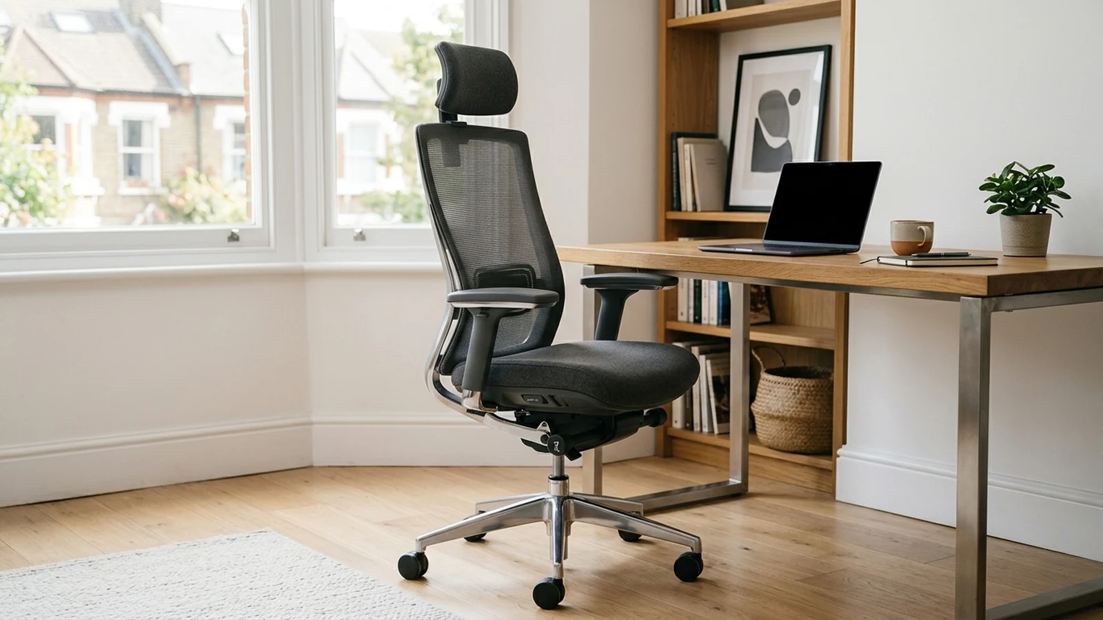 Photorealistic image of office chairs for uk hot desks for a UK shortlist buying guide.