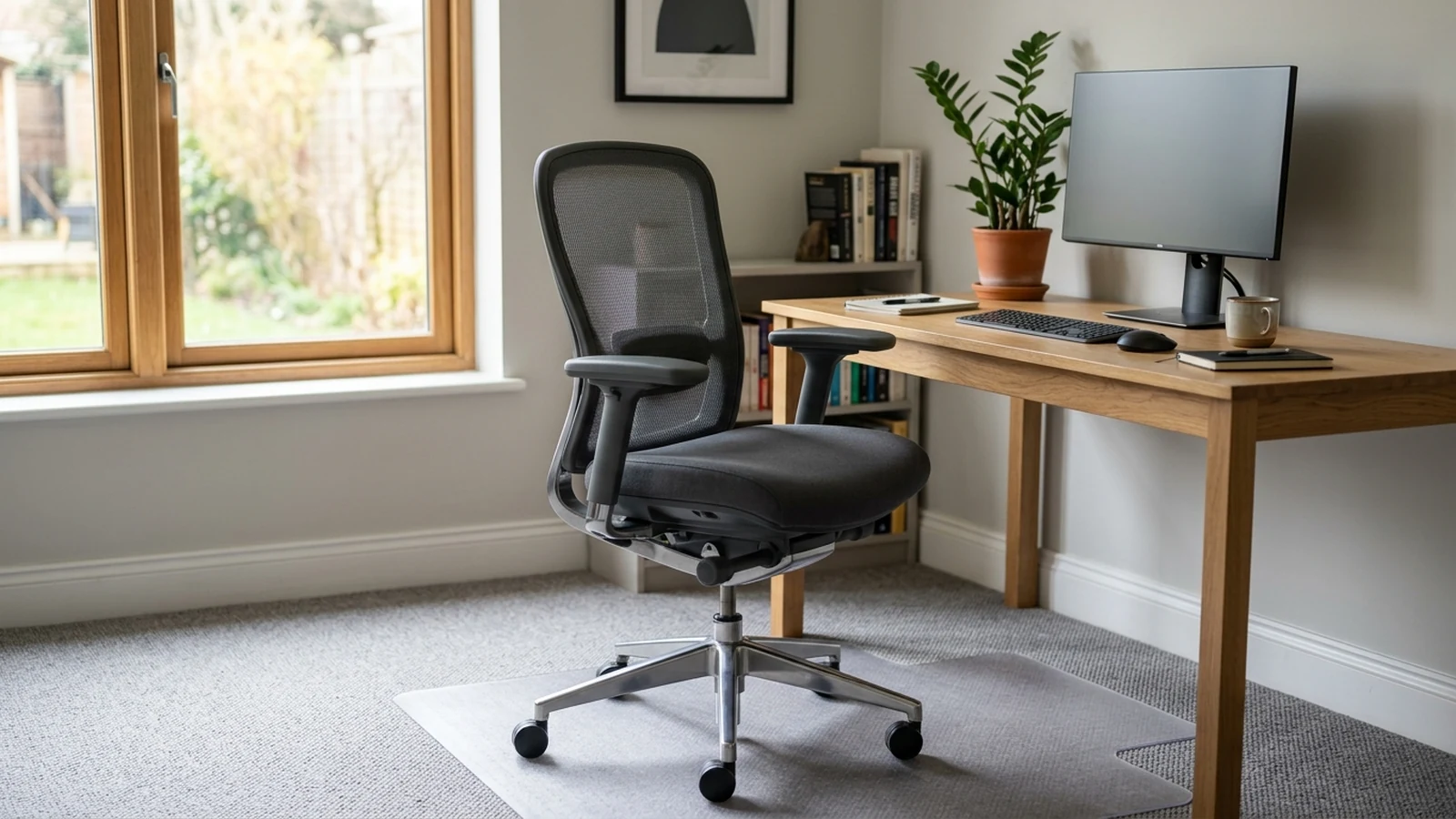 Photorealistic image of office chairs for heavy people for a UK shortlist buying guide.