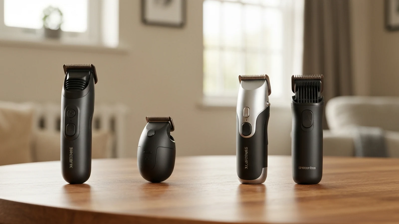 Photorealistic shortlist image for Best Beard Trimmers for Short Beards in the UK (2026), showing a clean personal-care-grooming buying-guide scene.