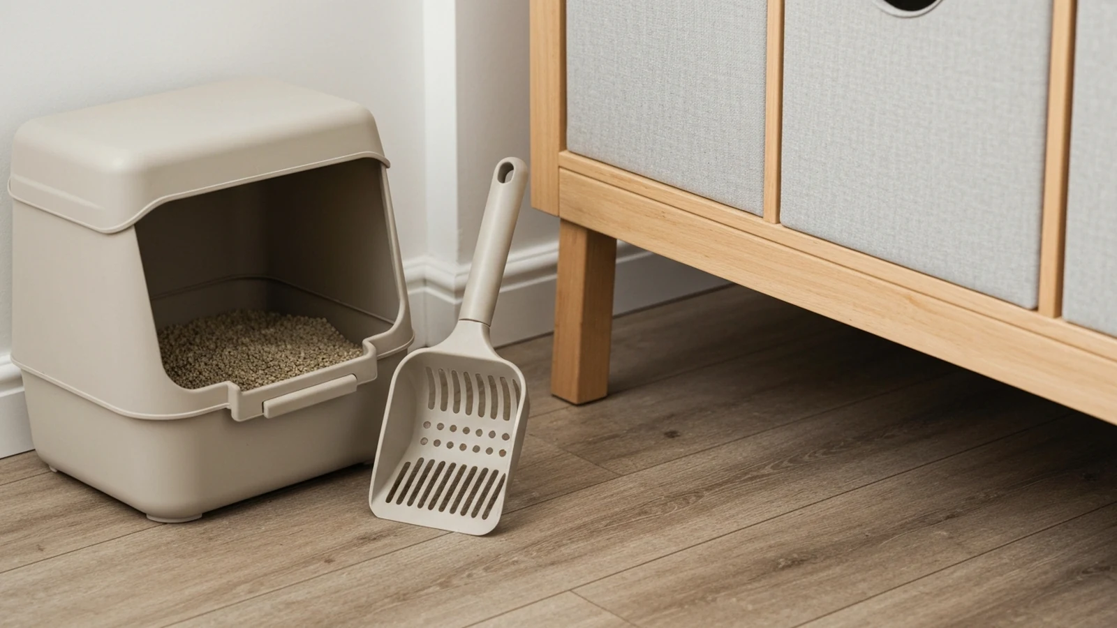 Illustrated shortlist cover for Best Cat Litter Scoops and Caddies in the UK (2026).
