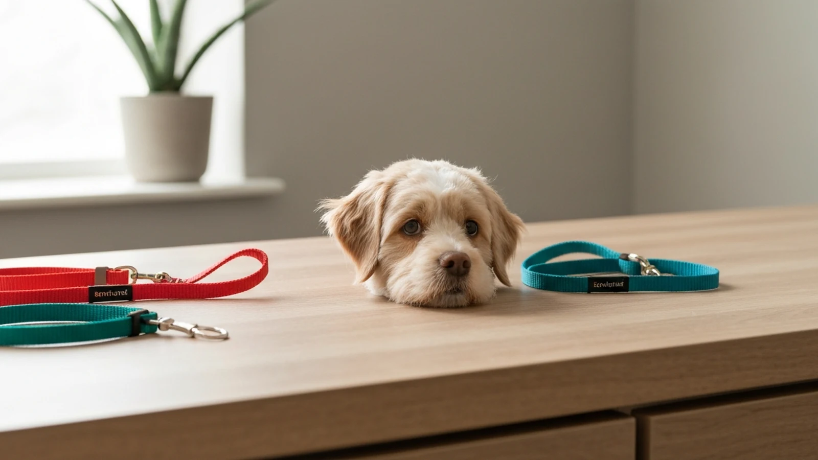 Photorealistic shortlist image for Best Dog Leads in the UK (2026), showing a clean pet-supplies buying-guide scene.
