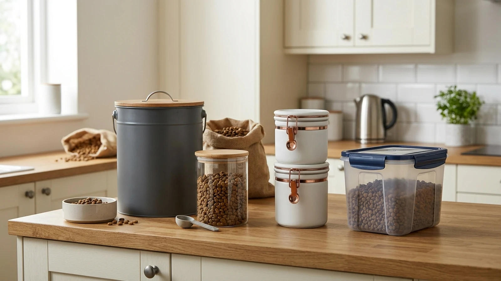Illustrated shortlist cover for Best Pet Food Storage Containers in the UK (2026).