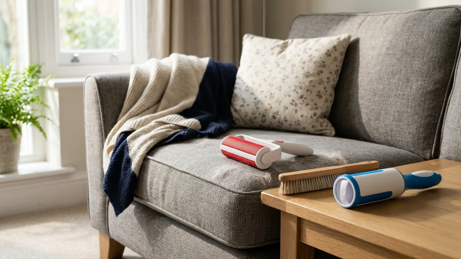 Illustrated shortlist cover for Best Pet Hair Rollers for Sofas in the UK (2026).
