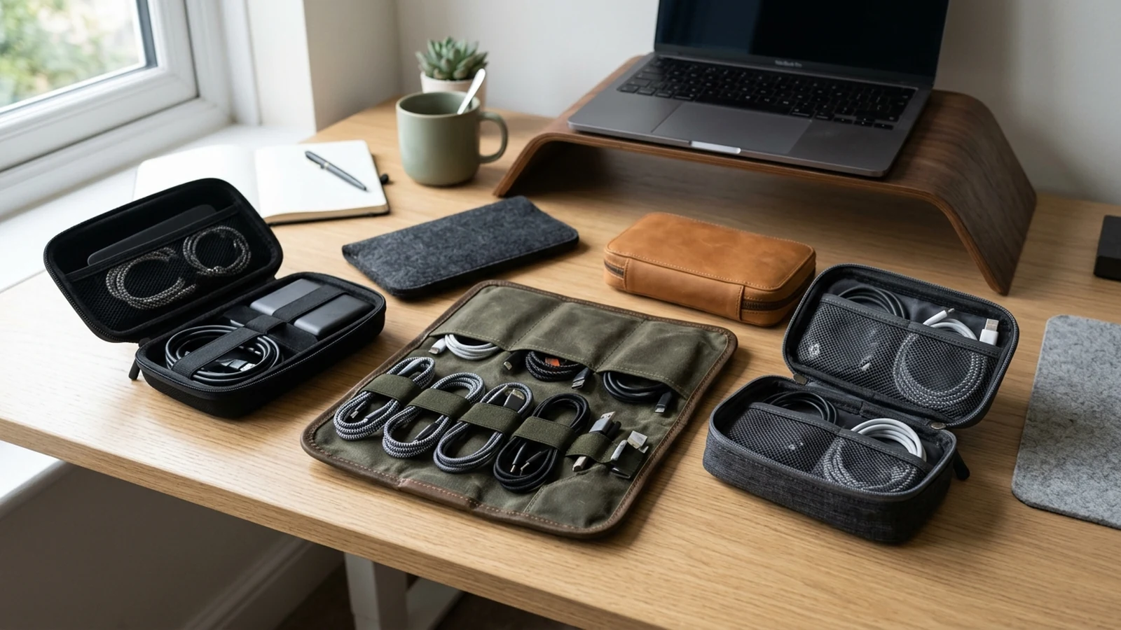 Illustrated shortlist card for best usb cable organiser pouches for work bags uk 2026.