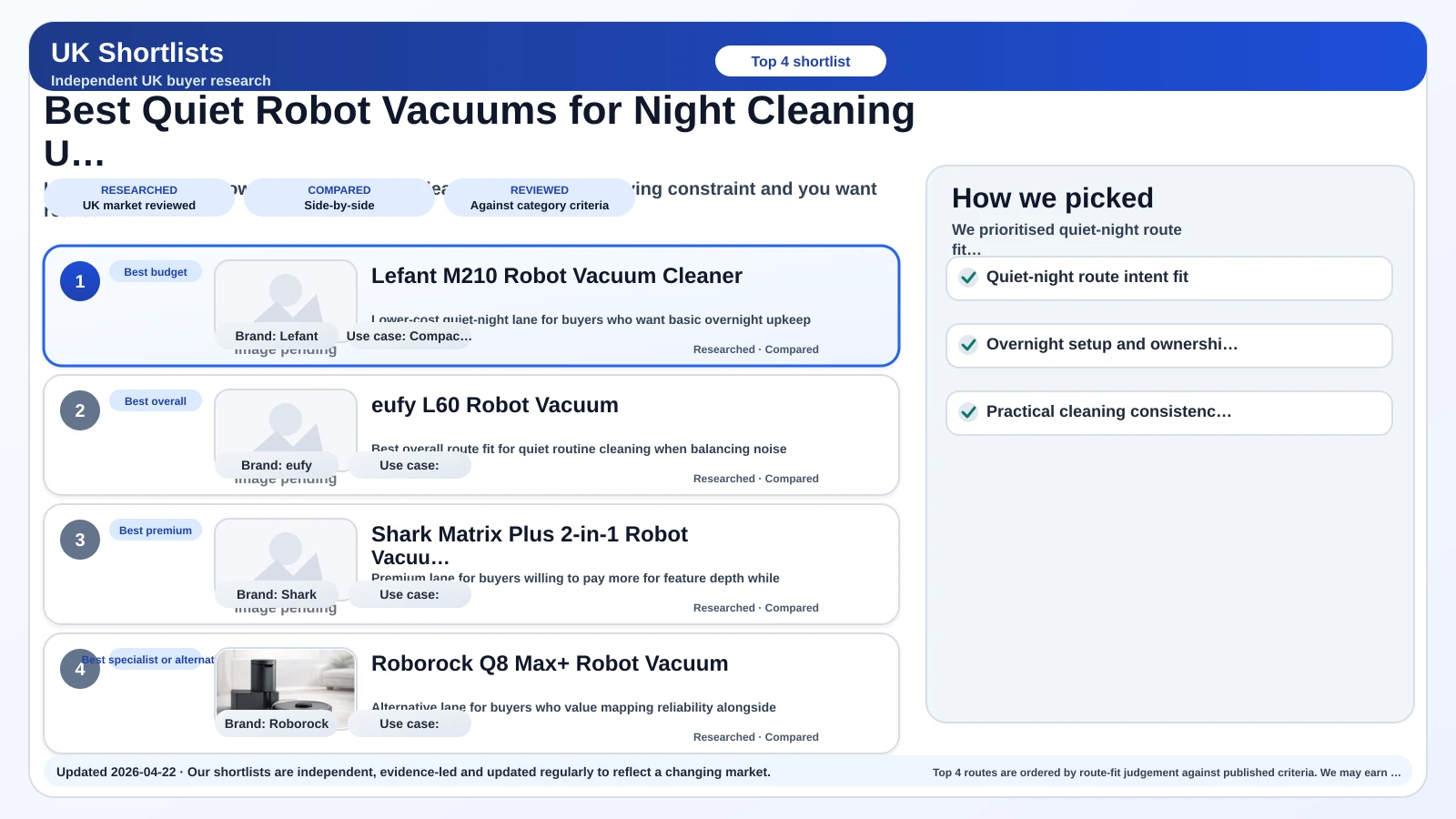 Card image for Best Quiet Robot Vacuums for Night Cleaning UK (2026).