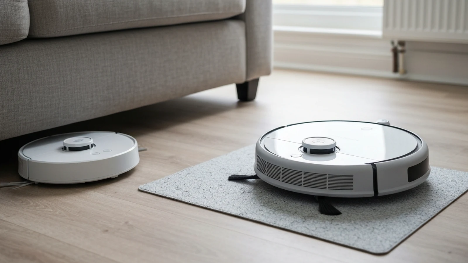 Editorial shortlist card for Best Robot Vacuums for Long Hair in the UK (2026).